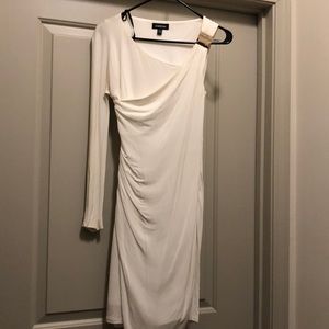 White Bebe asymmetrical one shoulder dress